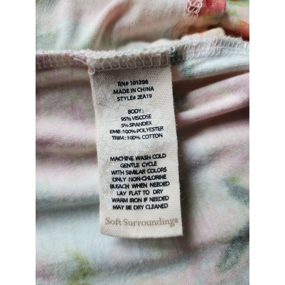 Soft Surroundings Womens V-Neck Long Sleeve Pullover Top Pink Green Floral Sz XS - Picture 7 of 8